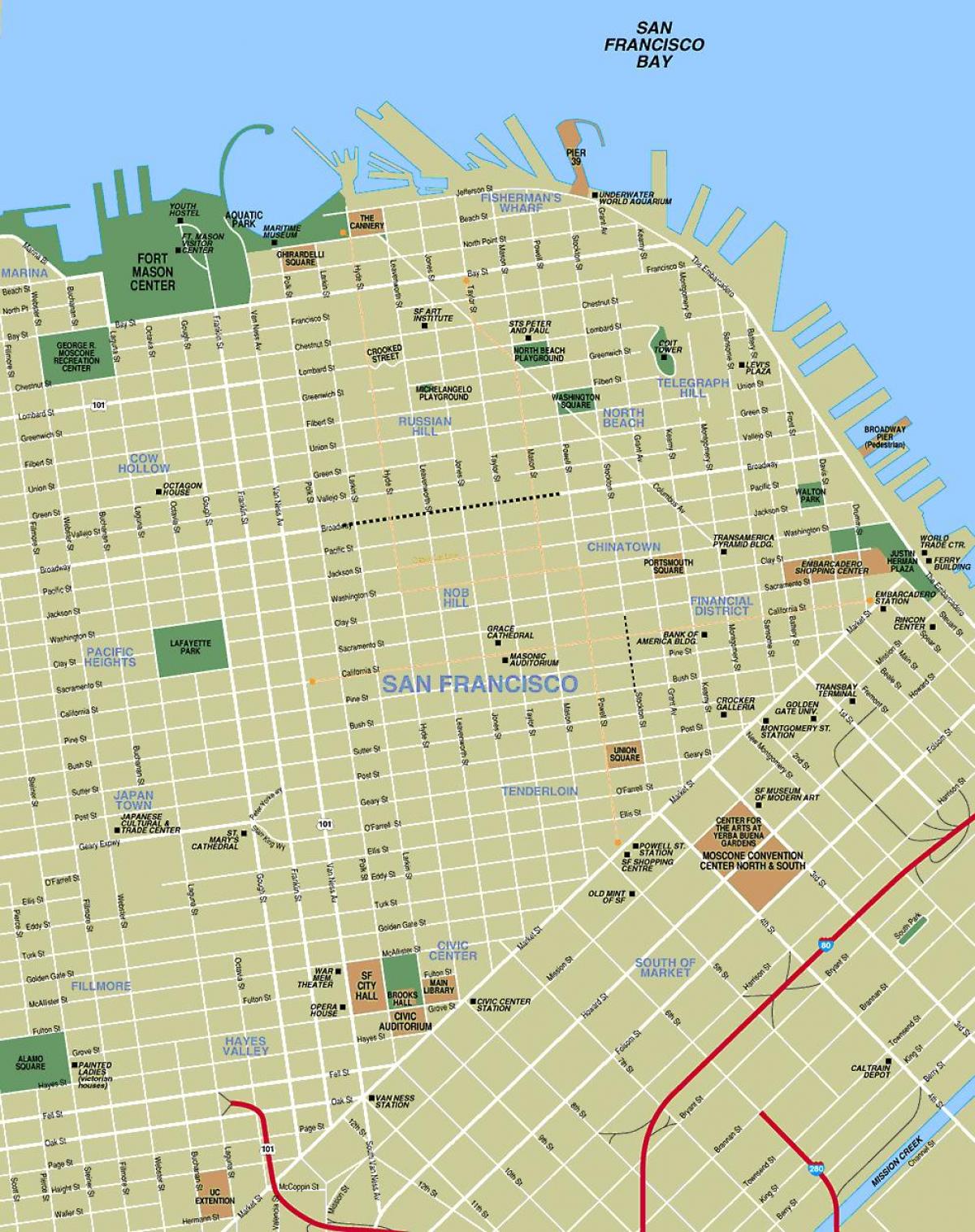 karta atrakcija u San Franciscu