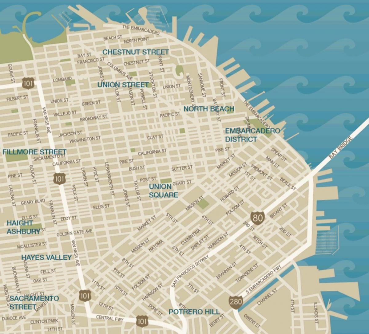 karta grada Unije u San Franciscu trgu