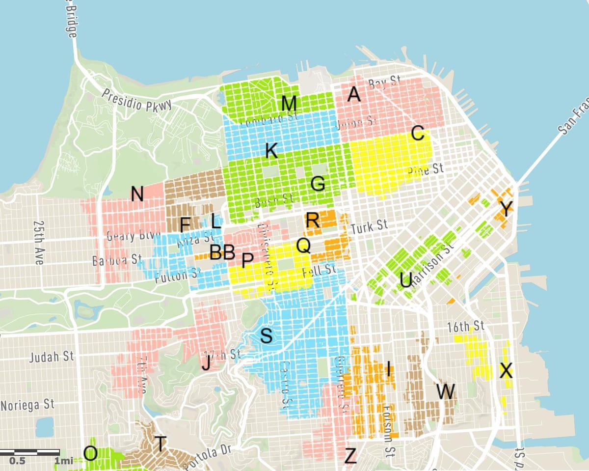 besplatno parkiranje na ulici u San Franciscu karti