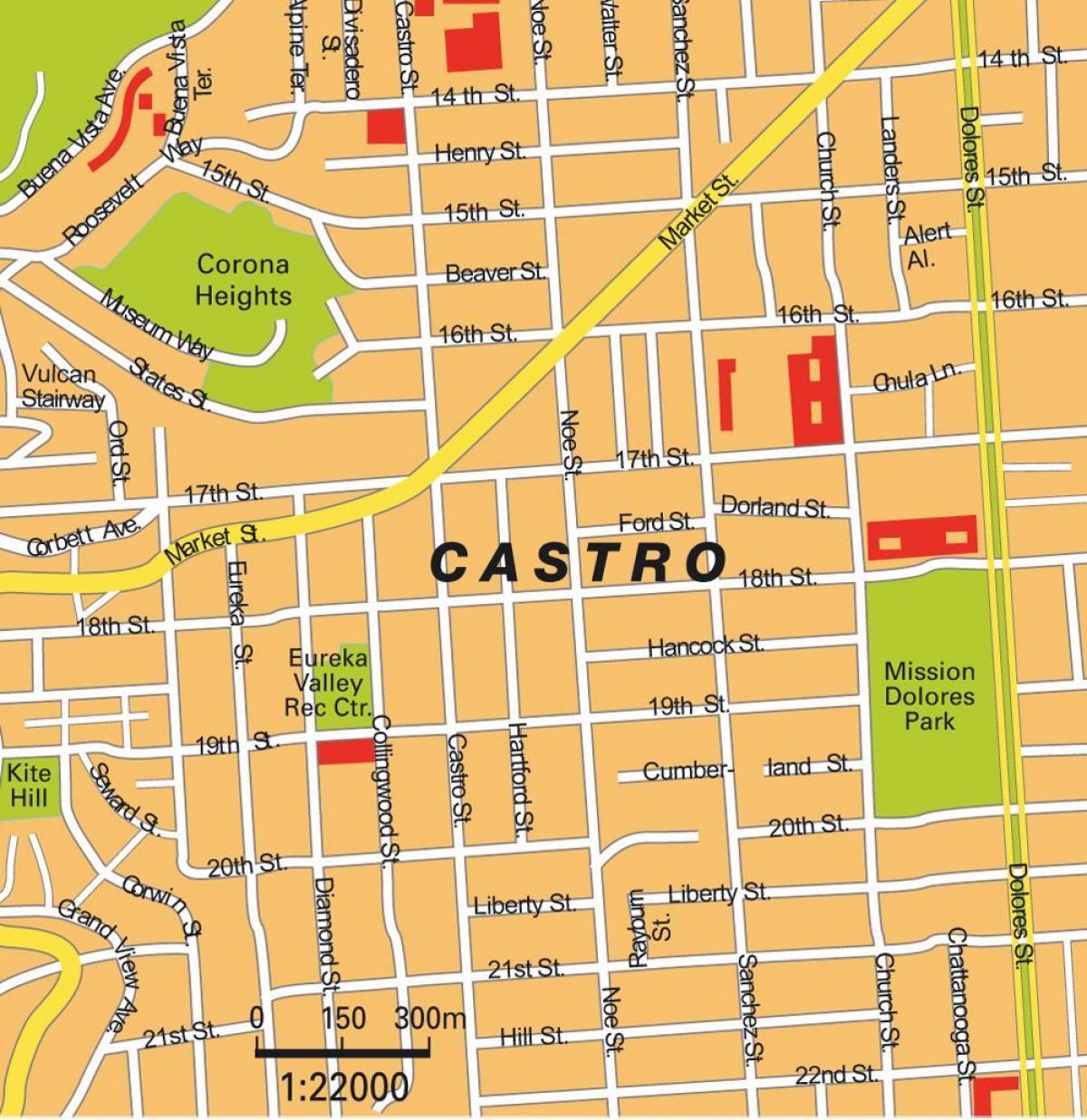 karta četvrt Castro u San Francisco