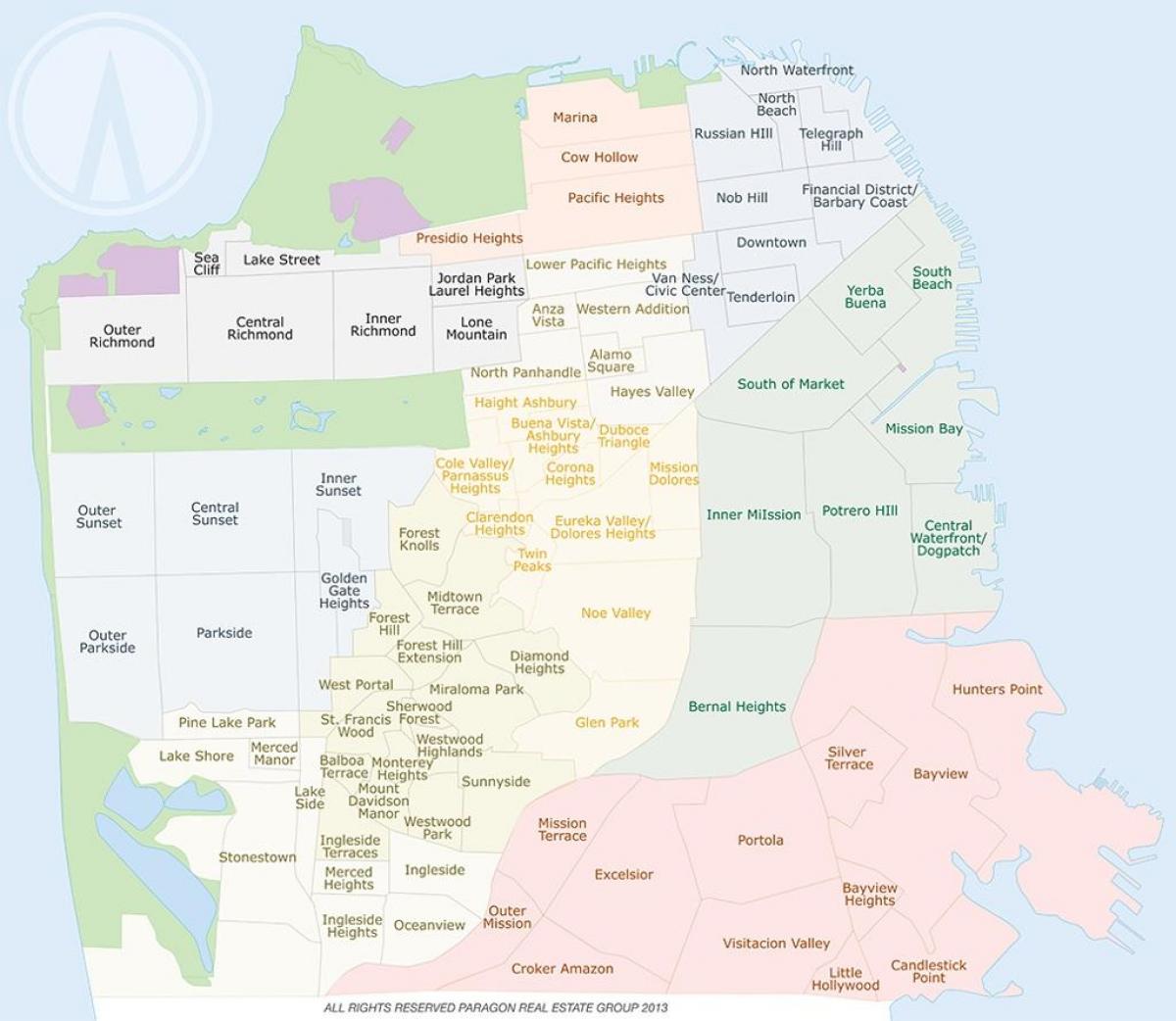 Karta Kau-Hollow grada San Francisco