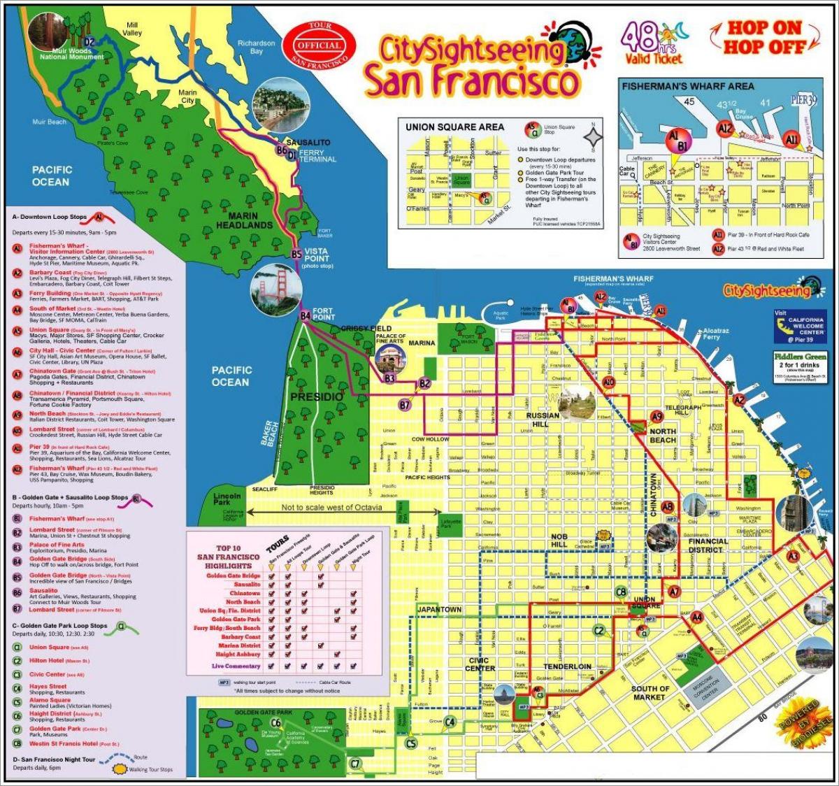 San Francisco-hop-hop-off bus tour karti