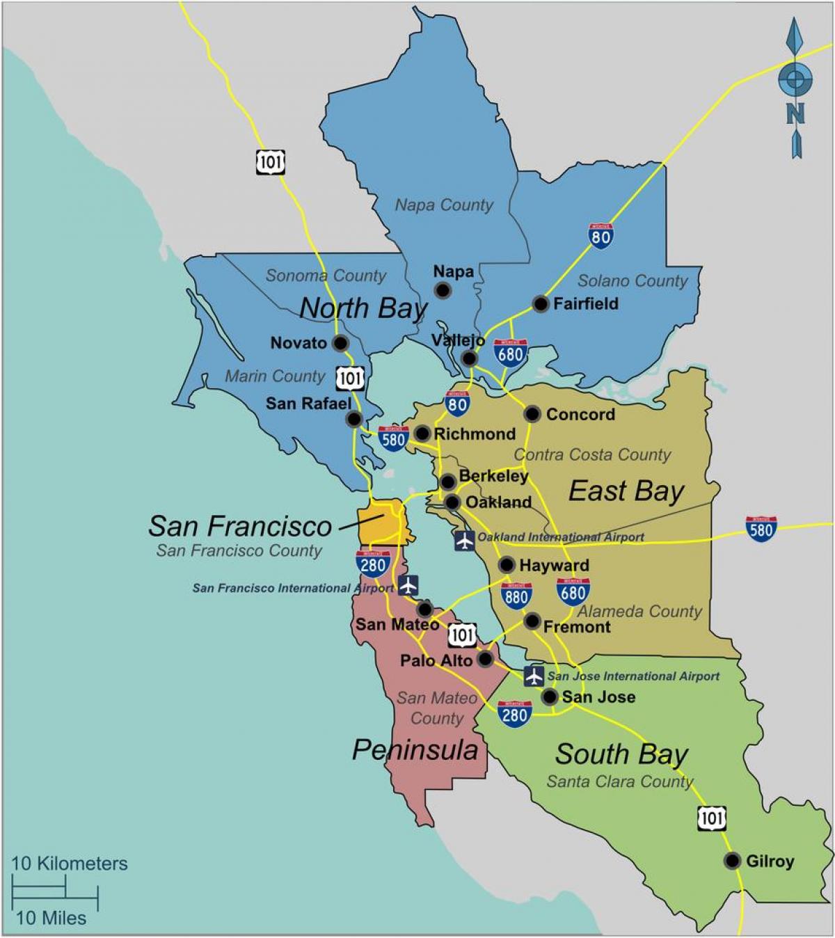 karta Južni San Francisco 