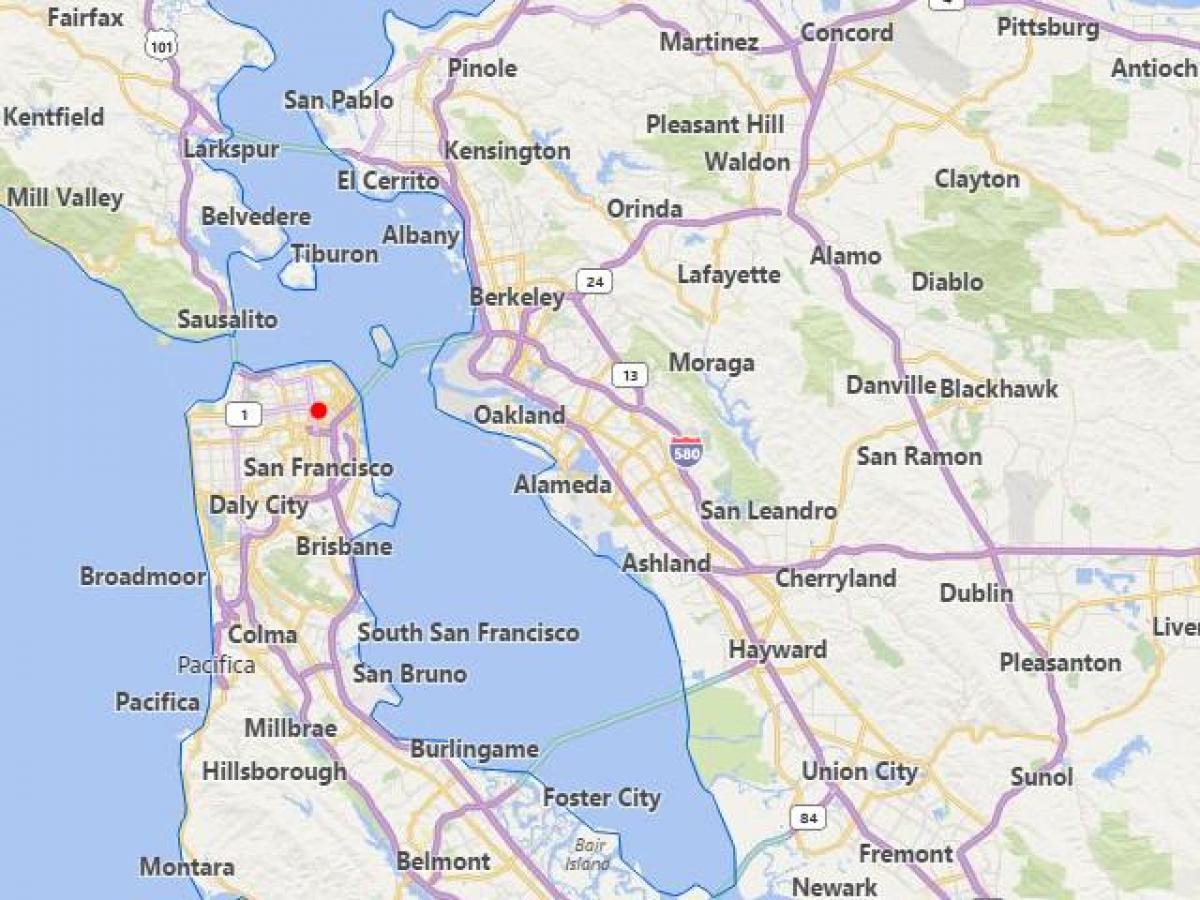 karta gradova Kalifornije, u blizini San Francisca
