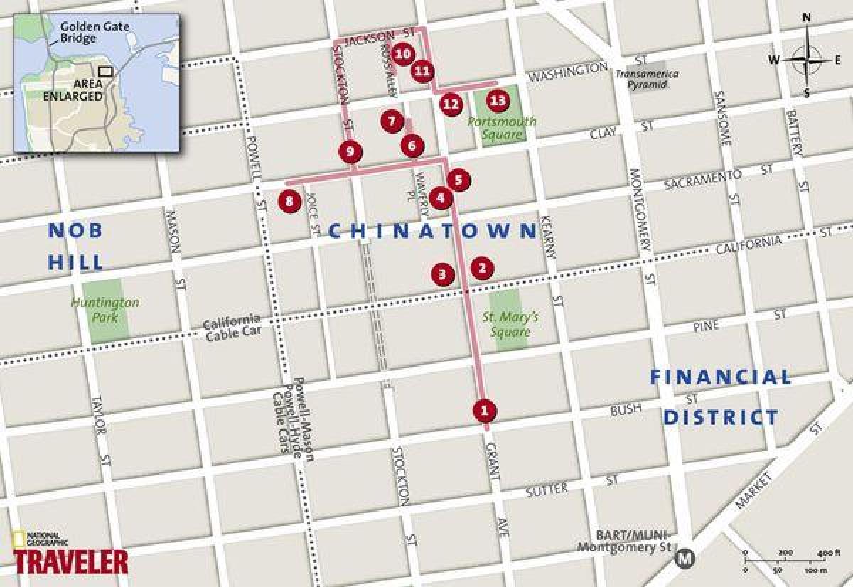 karta kineskoj četvrti u San Franciscu