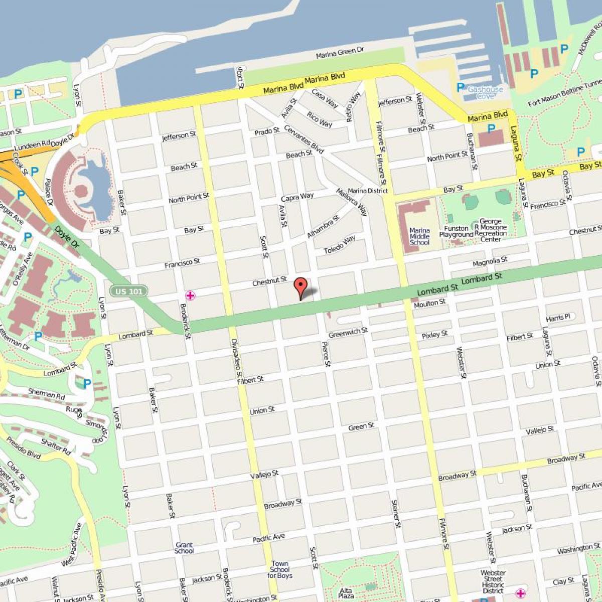 Karta Lombard street u San Franciscu