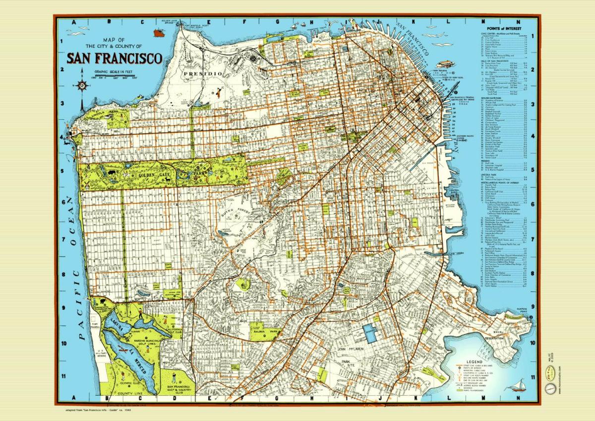 Karta San Francisco ulični poster