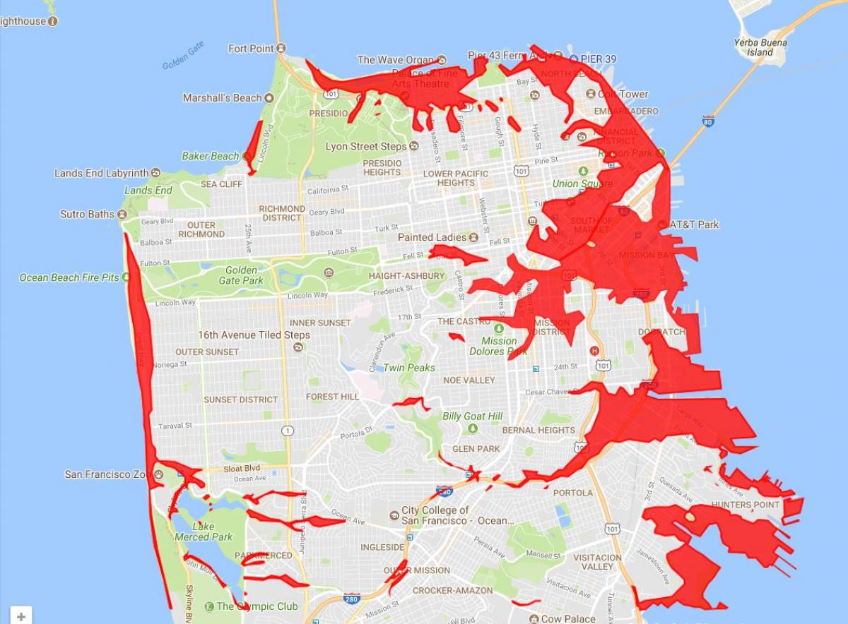 Područja San Franciscu, kako bi se izbjeglo karti