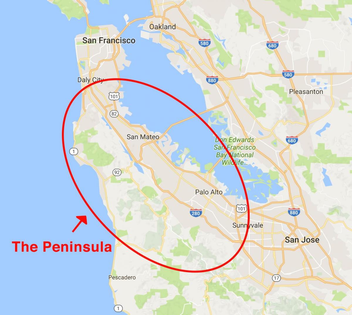 Karta poluotok San Francisco 