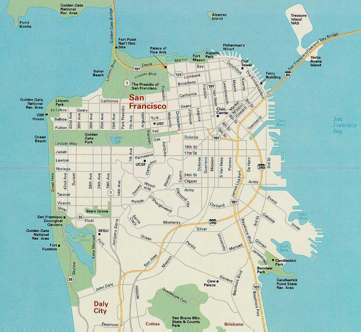 Karta San Francisco, glavne atrakcije