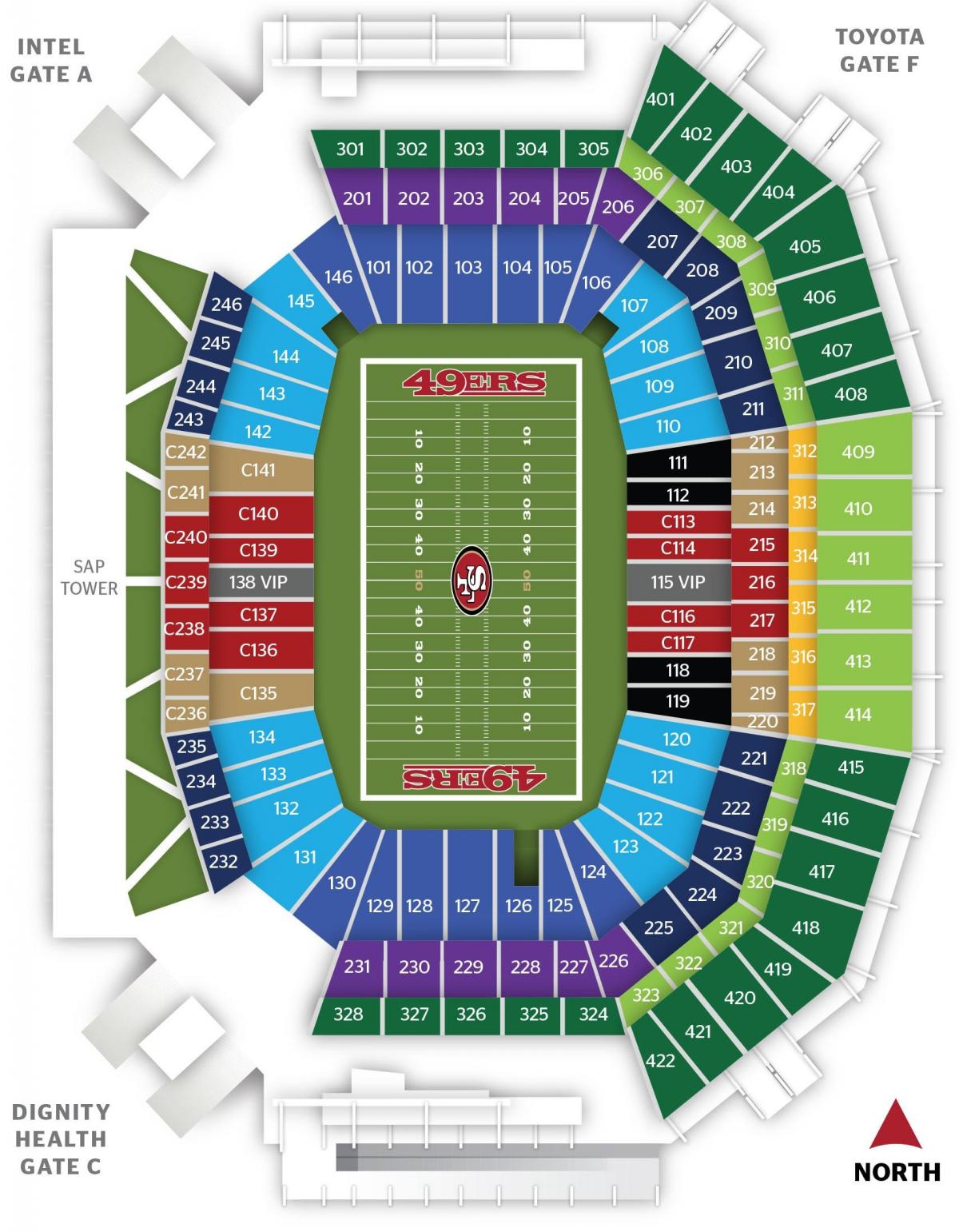 Karta San Francisco 49ers na stadion 