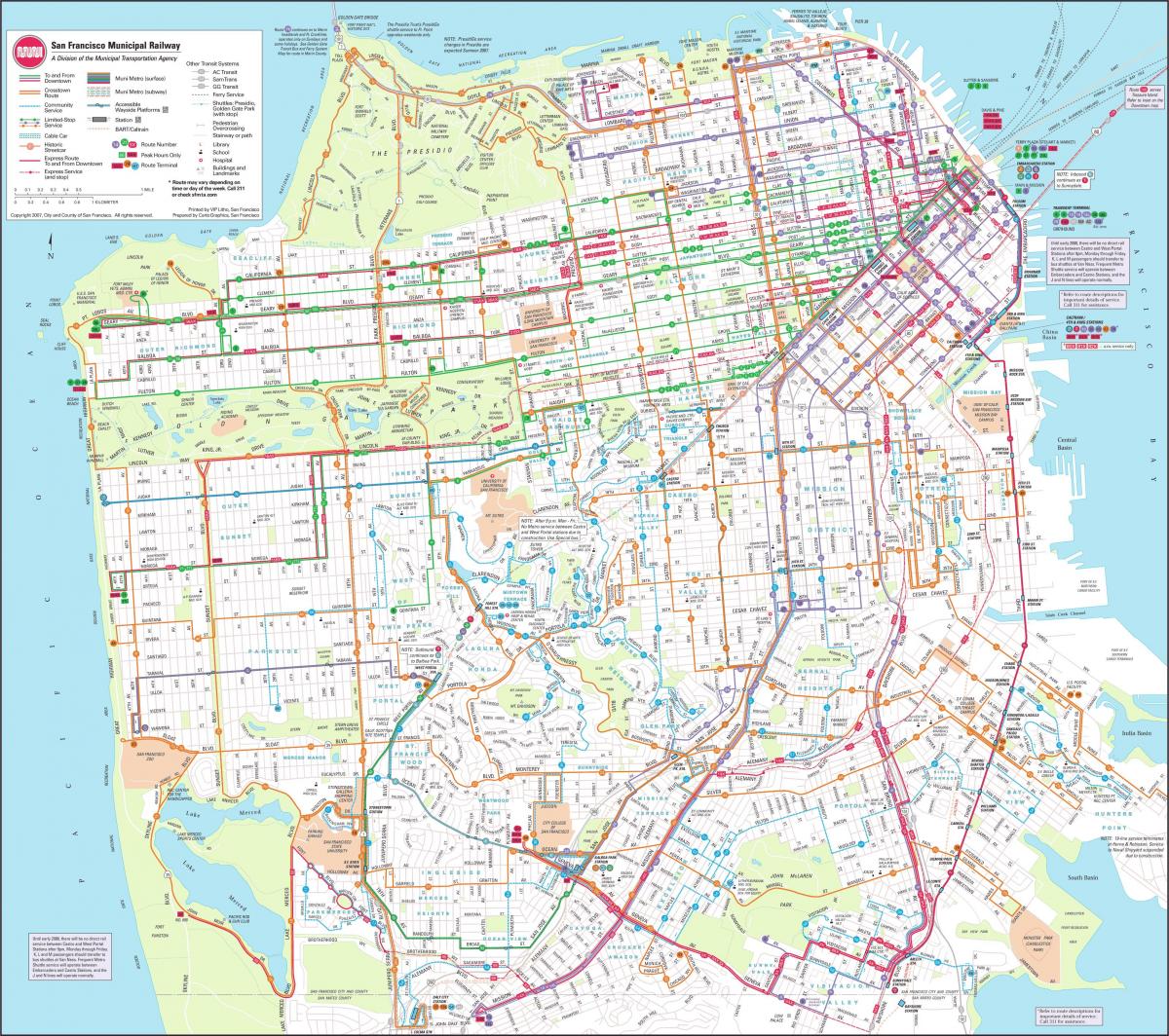 Karta San Franciscu ili gradska željeznica