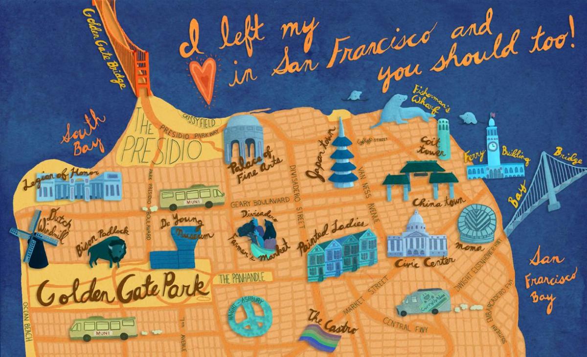 Karta San Francisco ilustracija