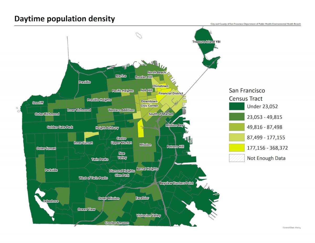 Karta gustoće stanovništva u San Franciscu 