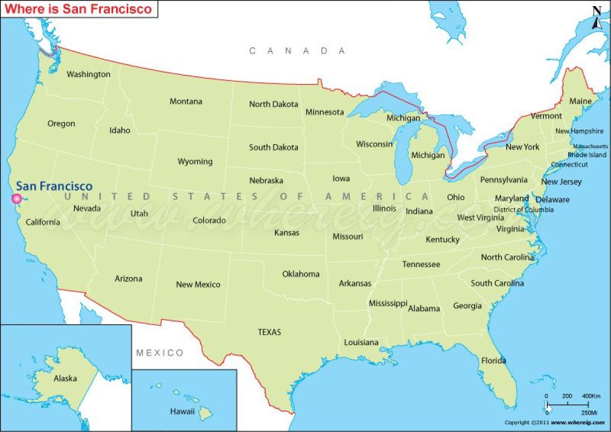 karta San Francisco, Kalifornija, SAD