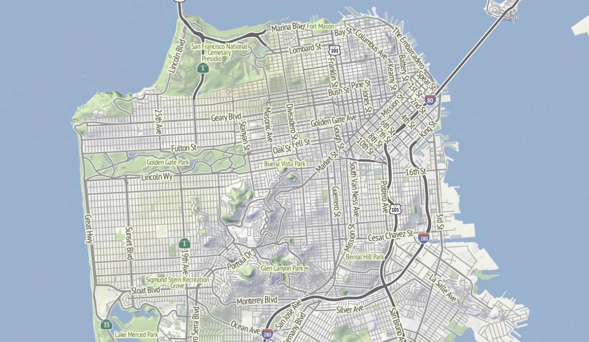 Karta San Francisco terena