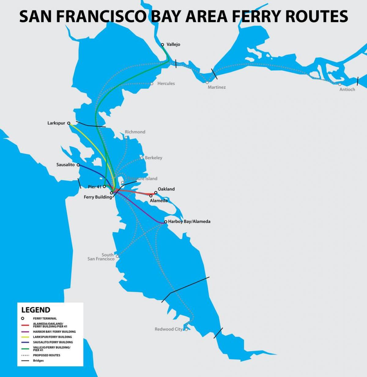 San Francisco trajekt karti zaljev 