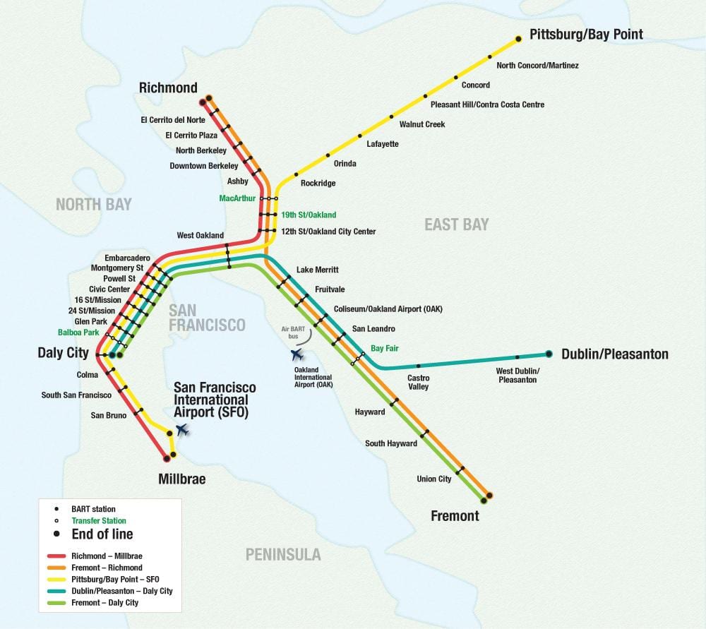San Francisco airport Bart karti