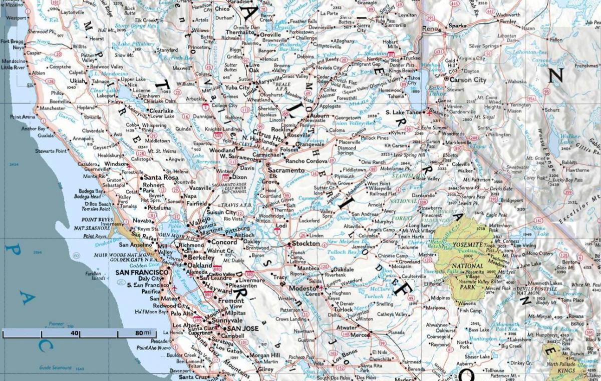 Karta sjeverno od San Francisca