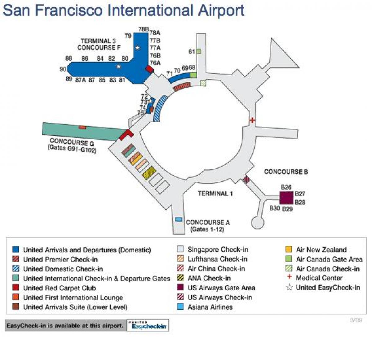 Zračna luka San Francisco na karti SAD-u