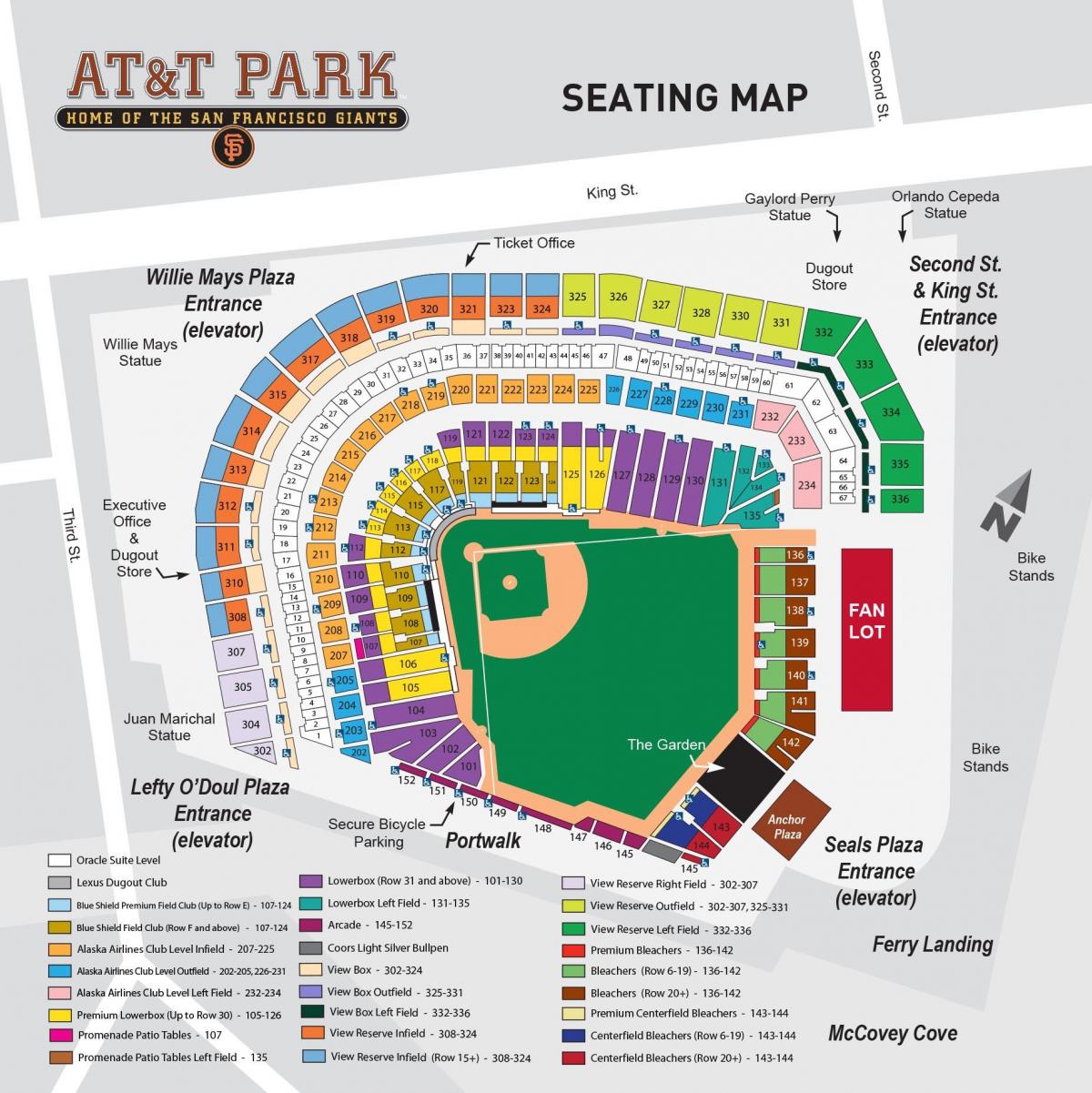 Karta AT&T park detaljne sjedalo