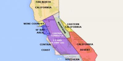 Karta Kalifornije sjeverno od San Francisca