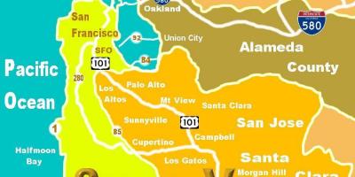 Karta lokacije Silicijske doline 