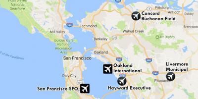 Zračne luke blizu San Francisco na karti